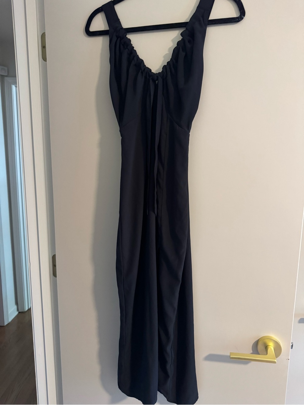 Abercrombie & Fitch Black Maxi Dress with Gathered V-Neck